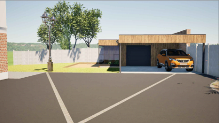 Rendu 3D réaliste garage avec carport — EXTEVO