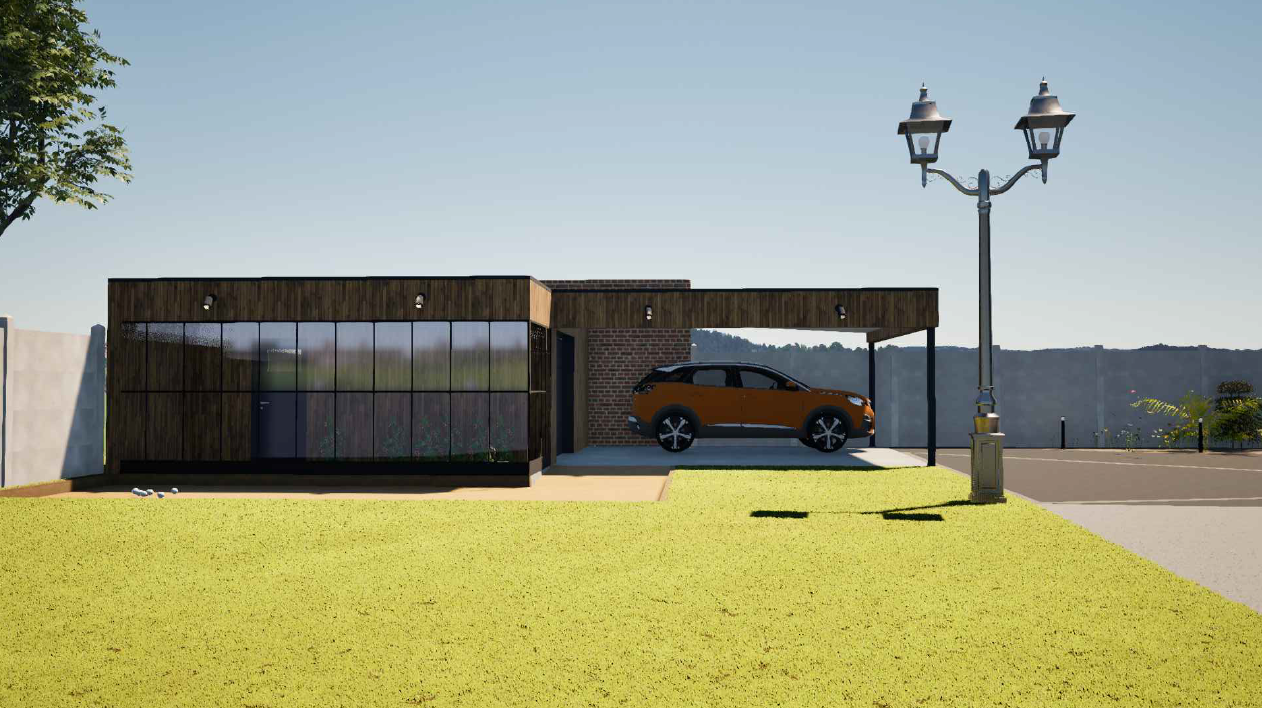 Exemple rendu 3D garage carport — EXTEVO