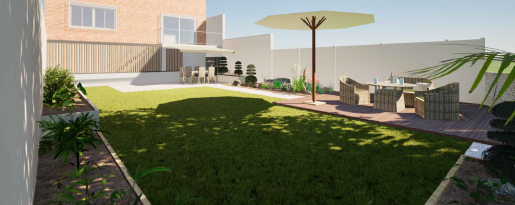 Rendu 3D jardin et terrasse — EXTEVO